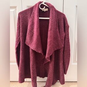 Pink Rose burgundy open front drapey cardigan